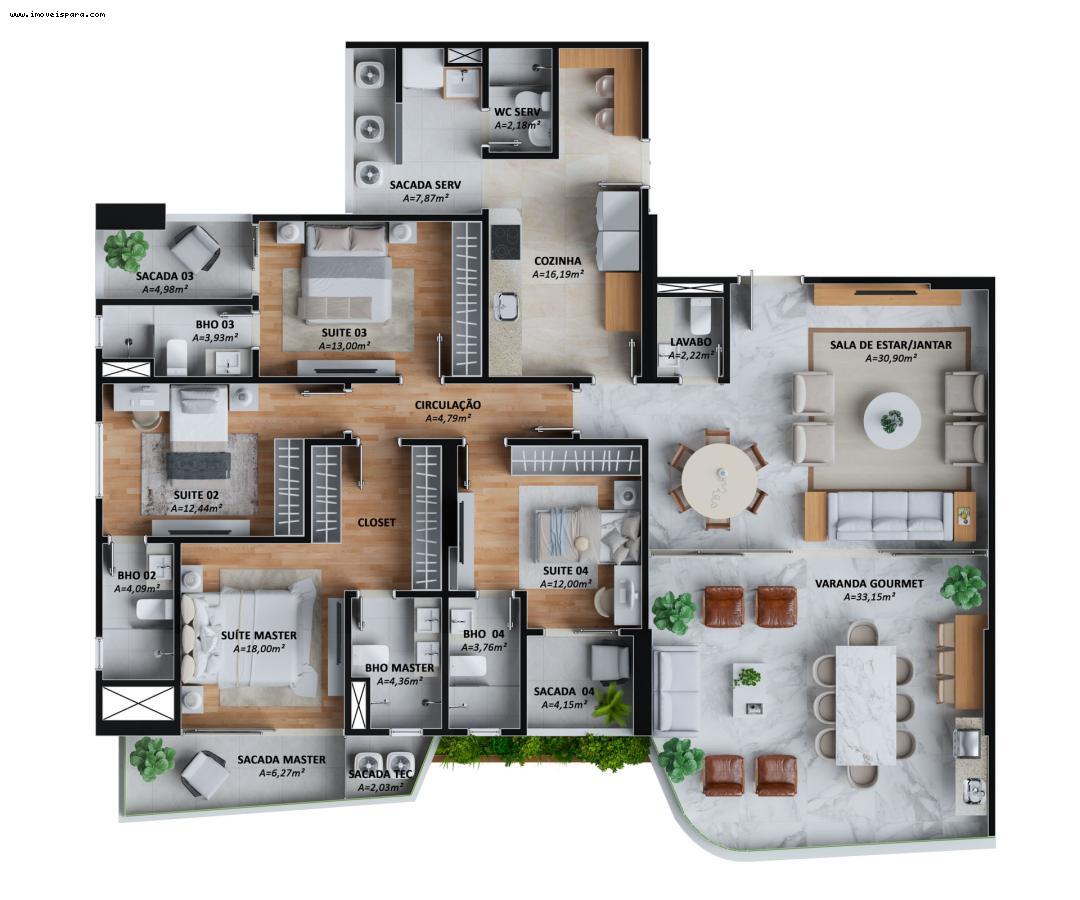 Apartamento à venda com 4 quartos, 188m² - Foto 19